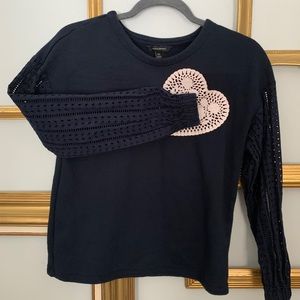 Banana Republic Navy Sweater with Eyelet Sleeves